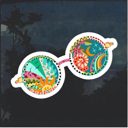 Psychedelic Glasses Hippi Color Window Decal Sticker