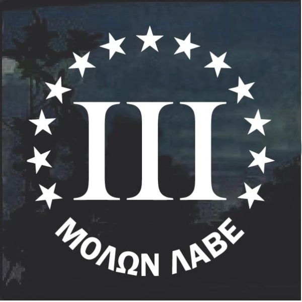 Molon Labe 3 percenter Round window decal sticker