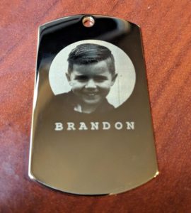 Custom Etched Picture on Dog Tag Pendant.