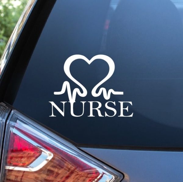 Nurse Nursing Heartbeat EKG Heart Decal Sticker