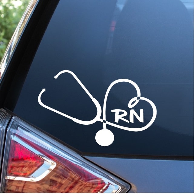 Nurse Stethoscope Vinyl Decal for Car pink Cup 3.25 inches or Laptop