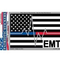 Emt Medical Red Blue Line Heartbeat Full Color Window Decal Sticker Licensed
