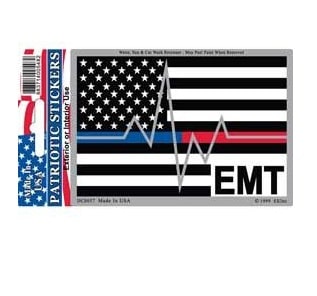 Emt Medical Red Blue Line Heartbeat Full Color Window Decal Sticker Licensed