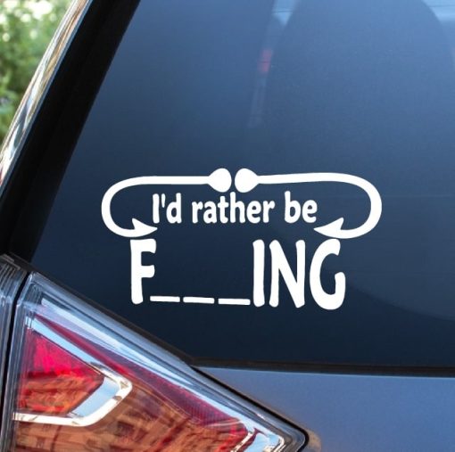 Rather be Fishing Funny Window Decal Sticker