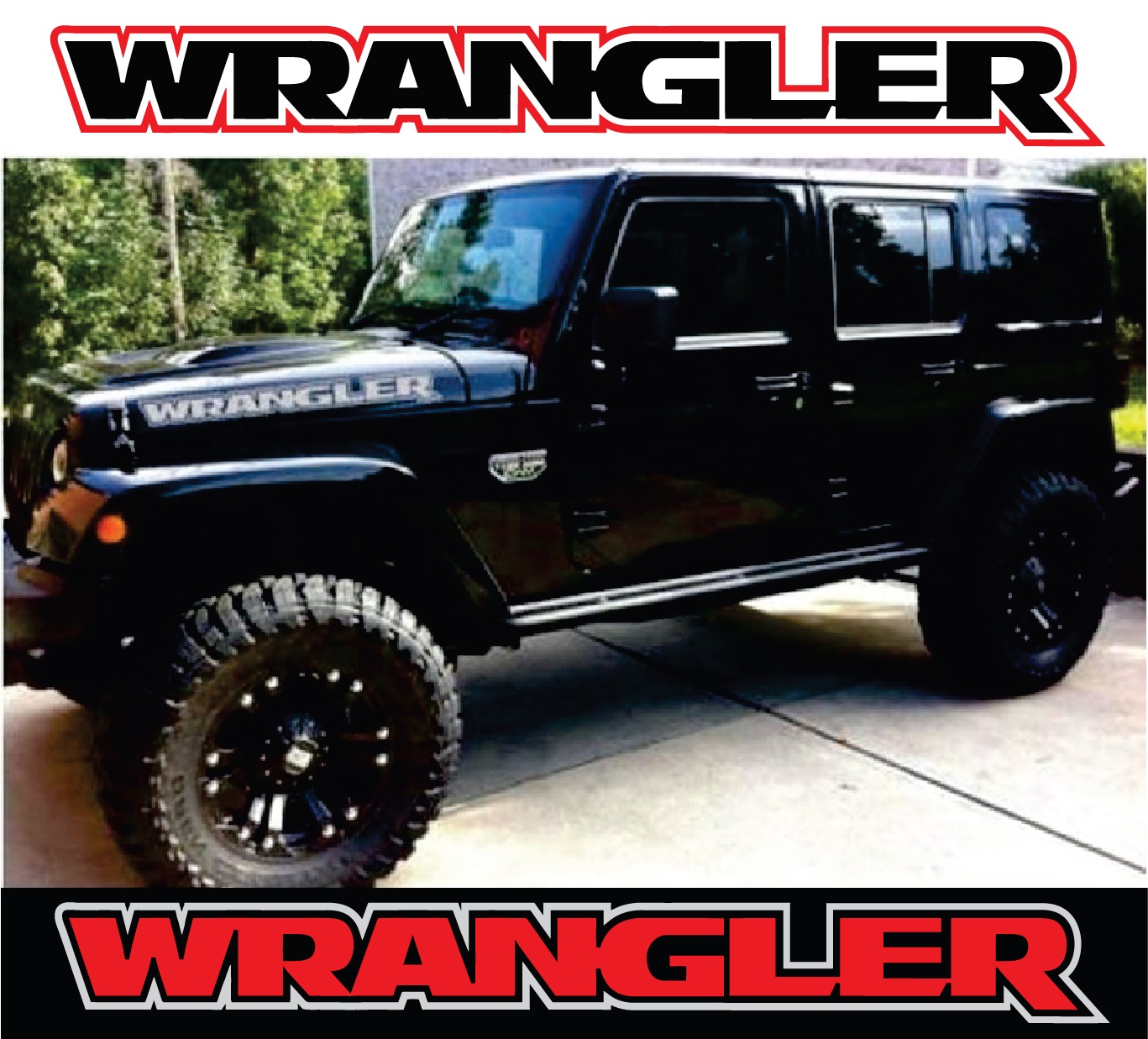 Jeep Wrangler Set Outlined Letters Set of 2 Jeep Decal Sticker | MADE IN USA