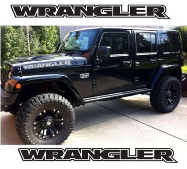 Jeep Wrangler Hood Set Outlined Letters Set of 2 MADE IN USA