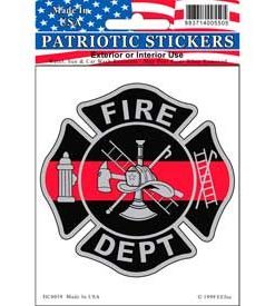 Fire Dept Fireman Red line Full Color Window Decal Sticker Licensed
