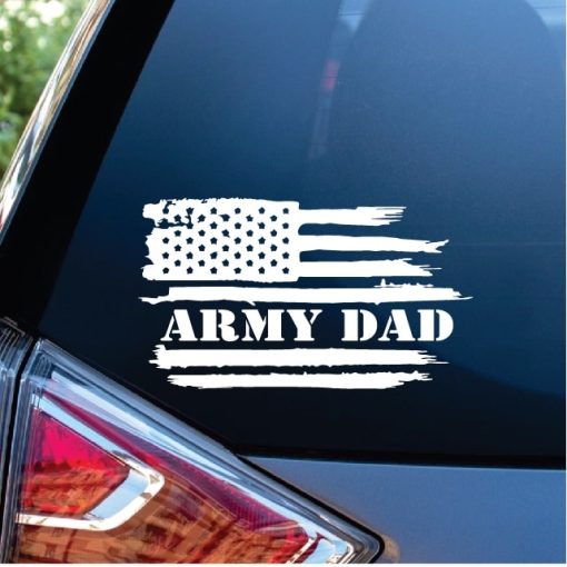 Army Dad Weathered Flag Window Decal Sticker