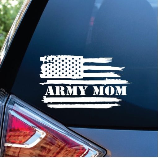 Army Mom Weathered Flag Window Decal Sticker
