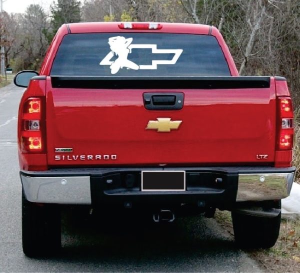 Chevy Mudflap Sexy Girl Bowtie Rear Window Decal Sticker