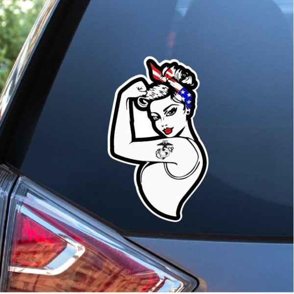 Female Marine with EGA Tattoo Decal Sticker