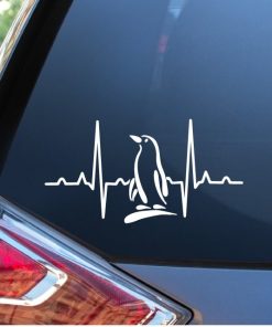 Penguin Heartbeat Love Window Decal Sticker