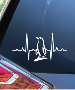 Penguin Love Heartbeat window decal Sticker