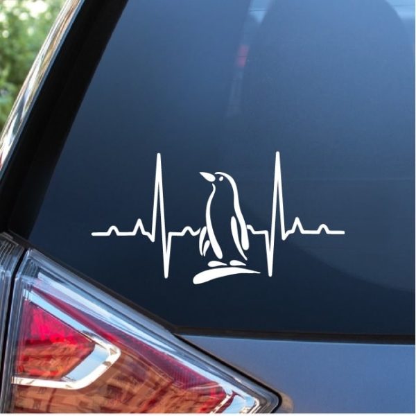 Penguin Heartbeat Love Window Decal Sticker