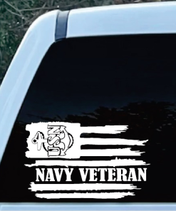 Navy Veteran Weathered Flag Window Decal Sticker