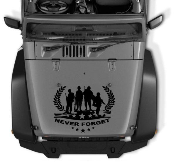 Never forget Military Honor Jeep Hood Decal 35 x 23