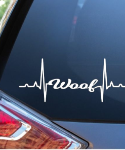Woof Heartbeat Window Decal Sticker