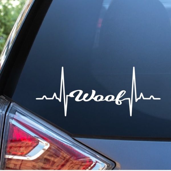 Dog Decal Sticker Woof Heartbeat