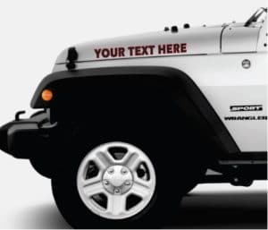 Jeep custom text 2 color hood decals