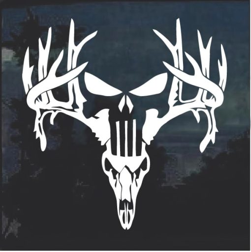 Deer antlers Skull Punisher Window Decal Sticker