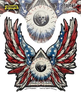 Eagle American Flag Skull Eyeball Decal Sticker