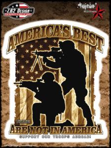 Support our troops abroad full color window decal sticker
