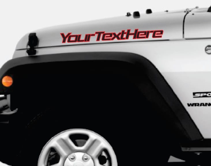 Custom Text Decals for Jeep Wrangler HoodStencil Army Script Fonts