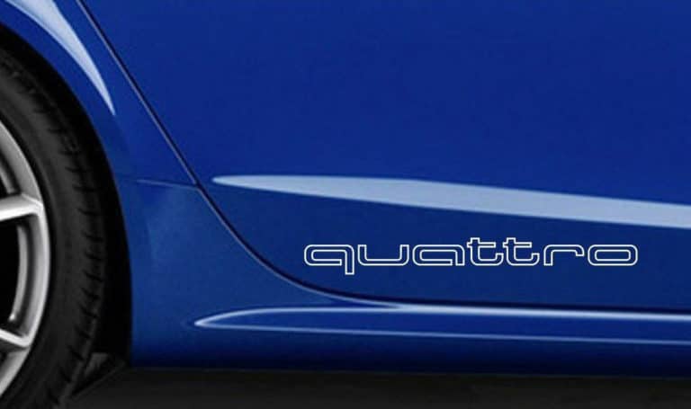 Audi Quattro Outlined Side Panel Decal Sticker, Custom Made In the USA