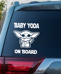 Baby Yoda On Board Window Decal Sticker