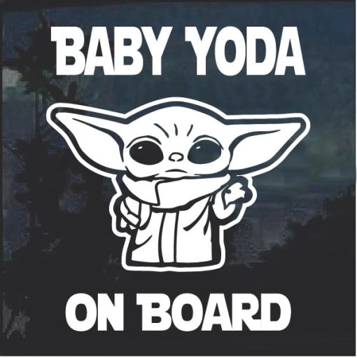 Baby Yoda On Board Window Decal Sticker