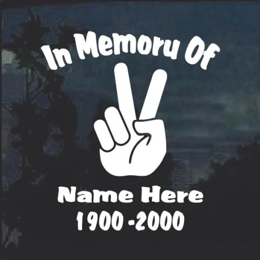 In Loving Memory Peace Fingers Decal Sticker