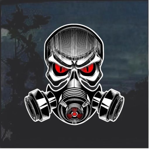 Bio Hazard Skull Gas Mask Full Color Window Decal Sticker