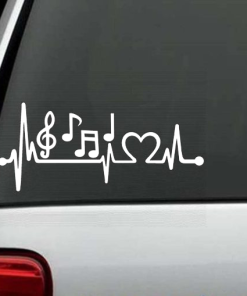 Music Notes Heartbeat love Window Decal Sticker