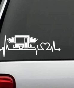 Pop Up Camper Heartbeat Love Truck Decal Sticker