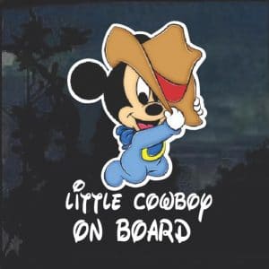 Mickey Mouse Cowboy Baby On Board Full Color Decal Sticker