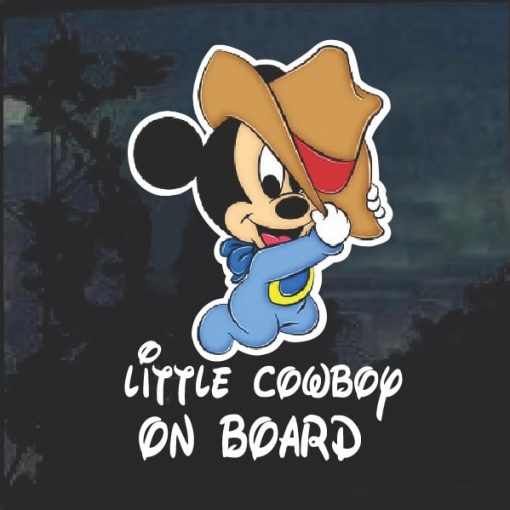 Mickey Mouse Cowboy Baby On Board Full Color Decal Sticker