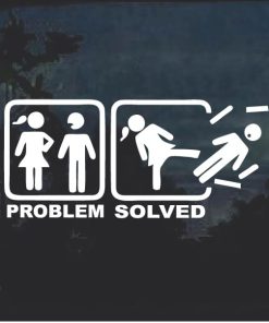 Problem Solved Female Funny Window Decal Sticker