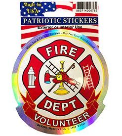 Fire Dept Fireman Holographic Full Color Window Decal Sticker Licensed