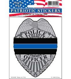 Police honor badge blue line window decal sticker