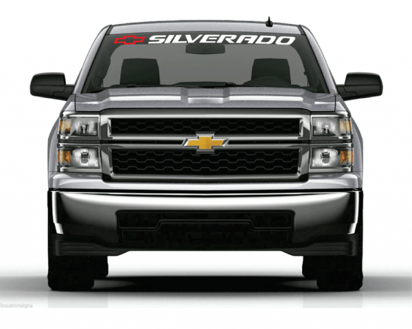 Chevy Chevrolet Silverado With bowtie windshield banner decal sticker