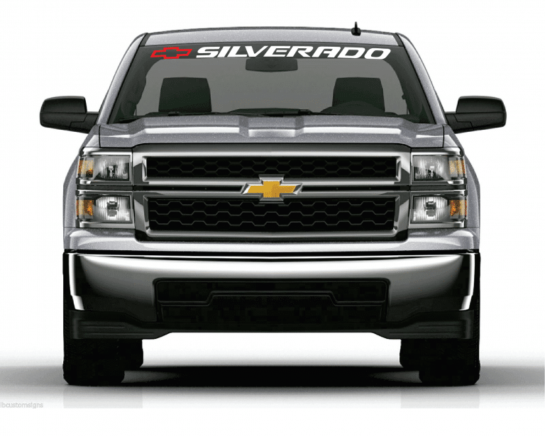 Chevy Silverado With Bowtie Windshield Banner Chevy Window Decal ...