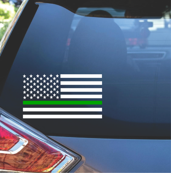 Thin Green Line Military Flag Decal Sticker