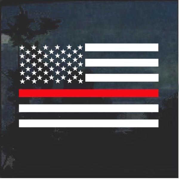 Thin Red Line Fire Fireman Firefighter Flag Decal Sticker | MADE IN USA