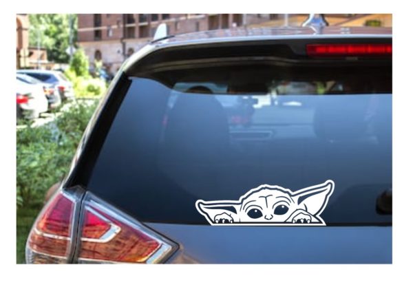 Baby Yoda Grogu peeking Car Truck Window Decal Sticker