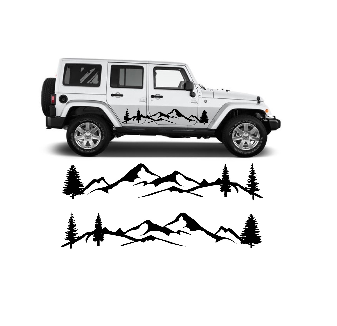 Jeep wrangler Tree and Mountain Graphic Set of 2 – Jeep Wrangler Decals |  MADE IN USA