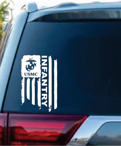 Infantry weathered flag USMC marines e window Decal Sticker