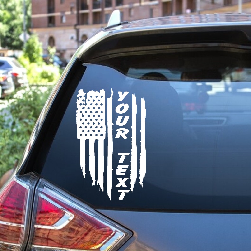 Custom Text Weathered Flag Decal Sticker | Custom Made In the USA ...