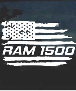Ram 1500 Weathered Flag Decal Sticker D2 - Dodge Decal Sticker