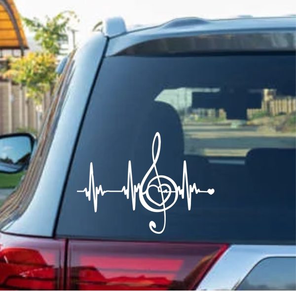 Treble clef music heartbeat love decal sticker