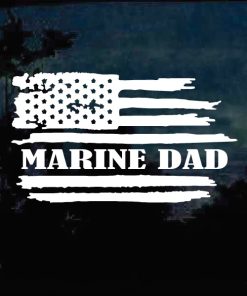 Marine Dad Weathered Flag Window Decal Sticker
